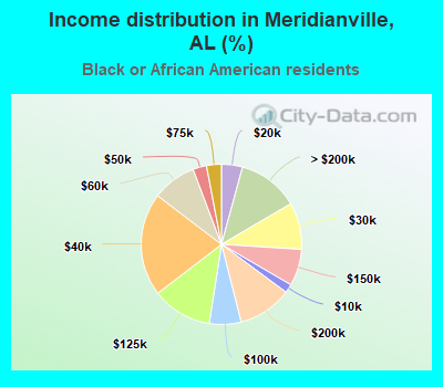 Income distribution in Meridianville, AL (%)