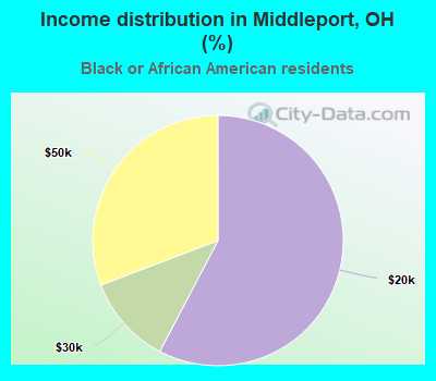Income distribution in Middleport, OH (%)