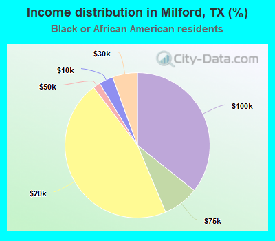 Income distribution in Milford, TX (%)