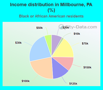 Income distribution in Millbourne, PA (%)