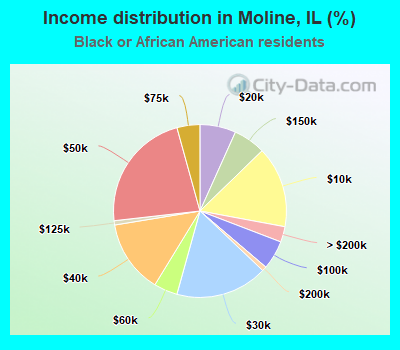 Income distribution in Moline, IL (%)