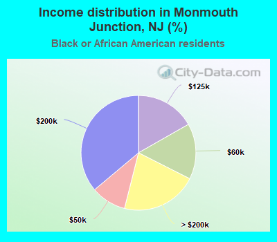 Income distribution in Monmouth Junction, NJ (%)