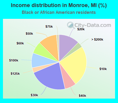 Income distribution in Monroe, MI (%)