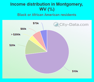 Income distribution in Montgomery, WV (%)