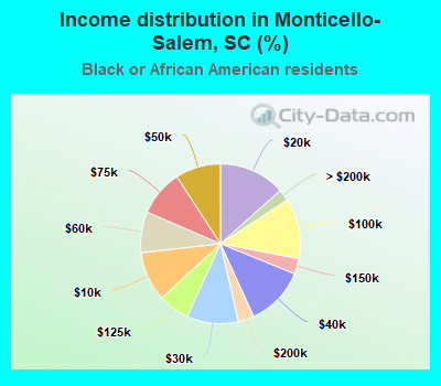 Income distribution in Monticello-Salem, SC (%)