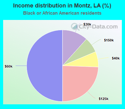 Income distribution in Montz, LA (%)