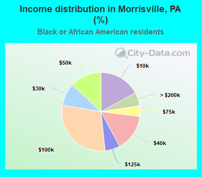 Income distribution in Morrisville, PA (%)