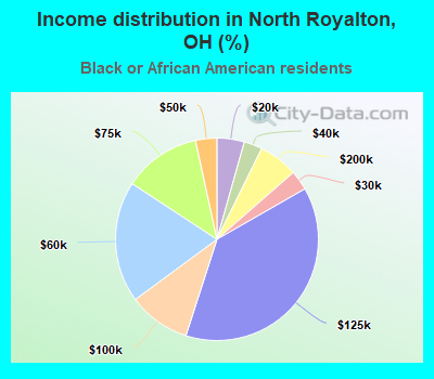 Income distribution in North Royalton, OH (%)