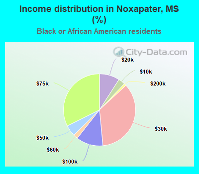 Income distribution in Noxapater, MS (%)
