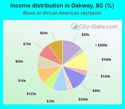 Income distribution in Oakway, SC (%)