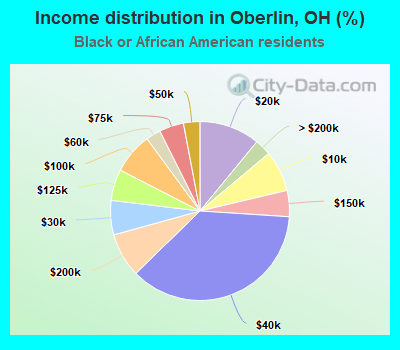 Income distribution in Oberlin, OH (%)