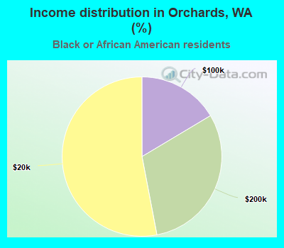 Income distribution in Orchards, WA (%)