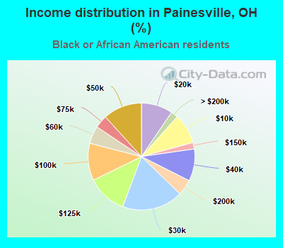 Income distribution in Painesville, OH (%)