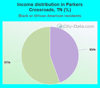 Income distribution in Parkers Crossroads, TN (%)