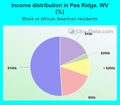 Income distribution in Pea Ridge, WV (%)