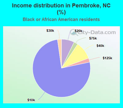 Income distribution in Pembroke, NC (%)