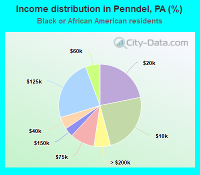 Income distribution in Penndel, PA (%)