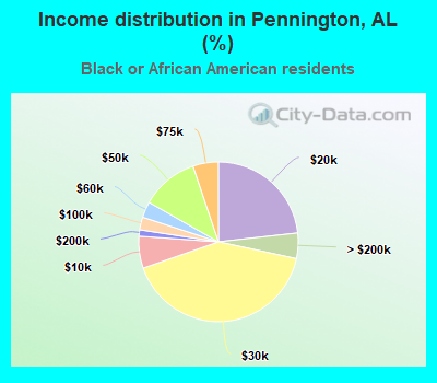 Income distribution in Pennington, AL (%)