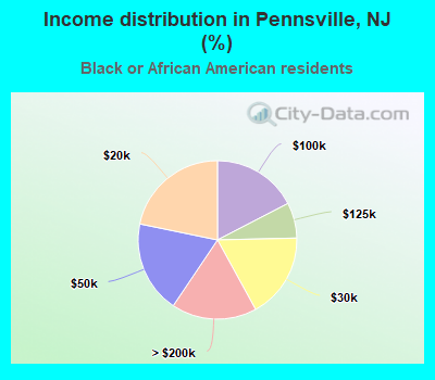 Income distribution in Pennsville, NJ (%)