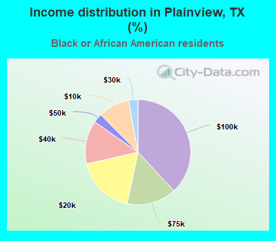 Income distribution in Plainview, TX (%)