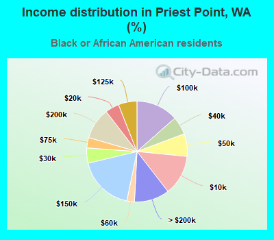 Income distribution in Priest Point, WA (%)