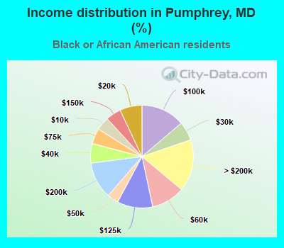 Income distribution in Pumphrey, MD (%)