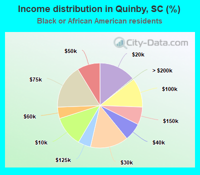 Income distribution in Quinby, SC (%)