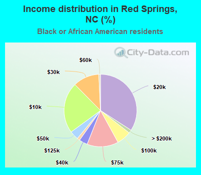 Income distribution in Red Springs, NC (%)