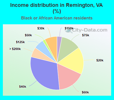 Income distribution in Remington, VA (%)