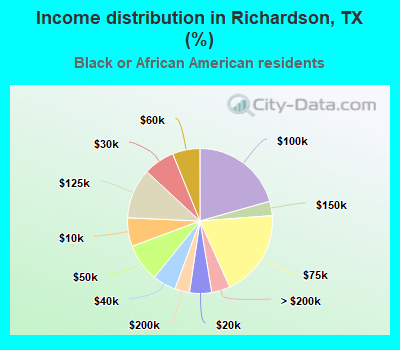 Income distribution in Richardson, TX (%)