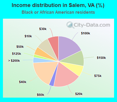 Income distribution in Salem, VA (%)