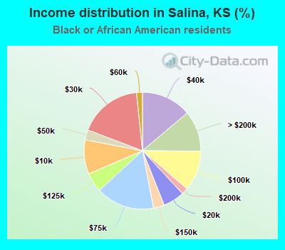 Income distribution in Salina, KS (%)