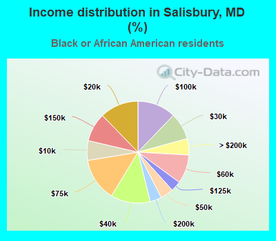 Income distribution in Salisbury, MD (%)