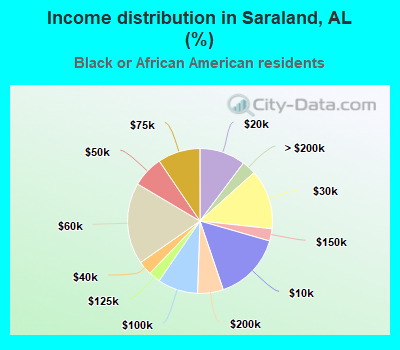 Income distribution in Saraland, AL (%)