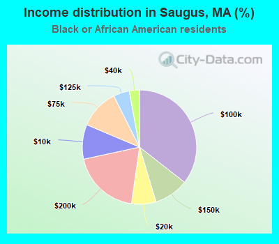 Income distribution in Saugus, MA (%)
