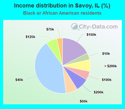 Income distribution in Savoy, IL (%)