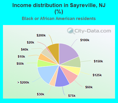 Income distribution in Sayreville, NJ (%)