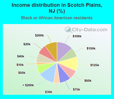 Income distribution in Scotch Plains, NJ (%)