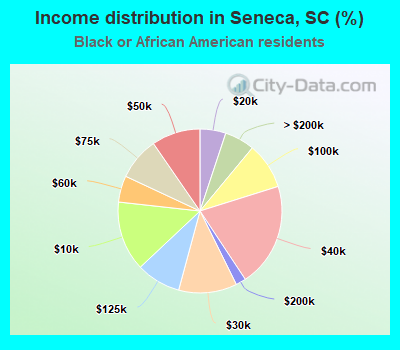 Income distribution in Seneca, SC (%)