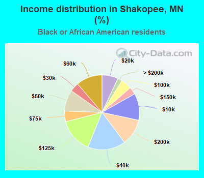 Income distribution in Shakopee, MN (%)