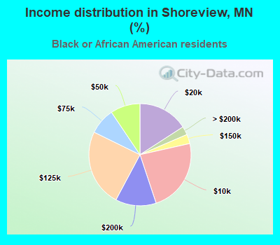 Income distribution in Shoreview, MN (%)