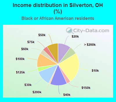 Income distribution in Silverton, OH (%)