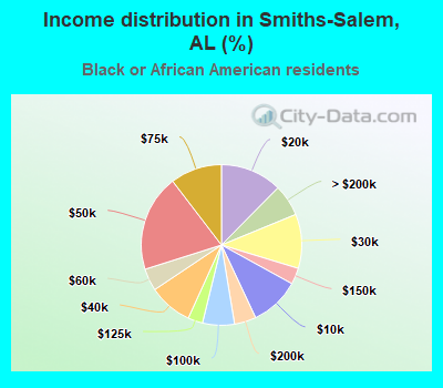 Income distribution in Smiths-Salem, AL (%)