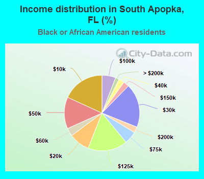 Income distribution in South Apopka, FL (%)