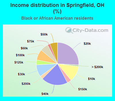 Income distribution in Springfield, OH (%)