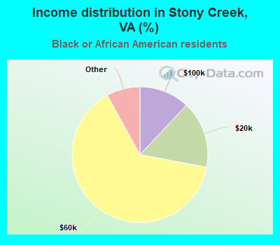 Income distribution in Stony Creek, VA (%)