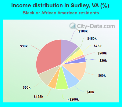 Income distribution in Sudley, VA (%)