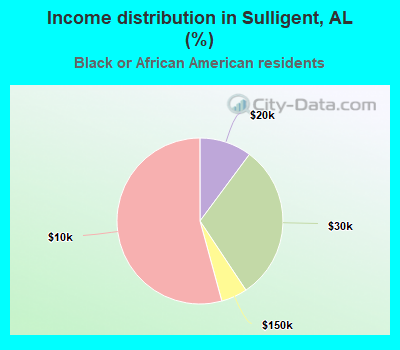 Income distribution in Sulligent, AL (%)