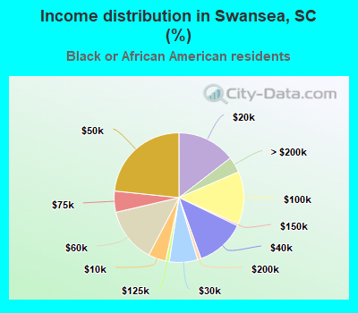 Income distribution in Swansea, SC (%)