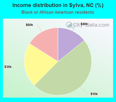 Income distribution in Sylva, NC (%)